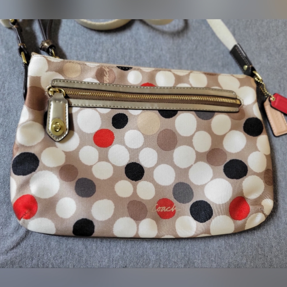 Coach Sateen Poppy Watercolor Dot Crossbody - Picture 10 of 12